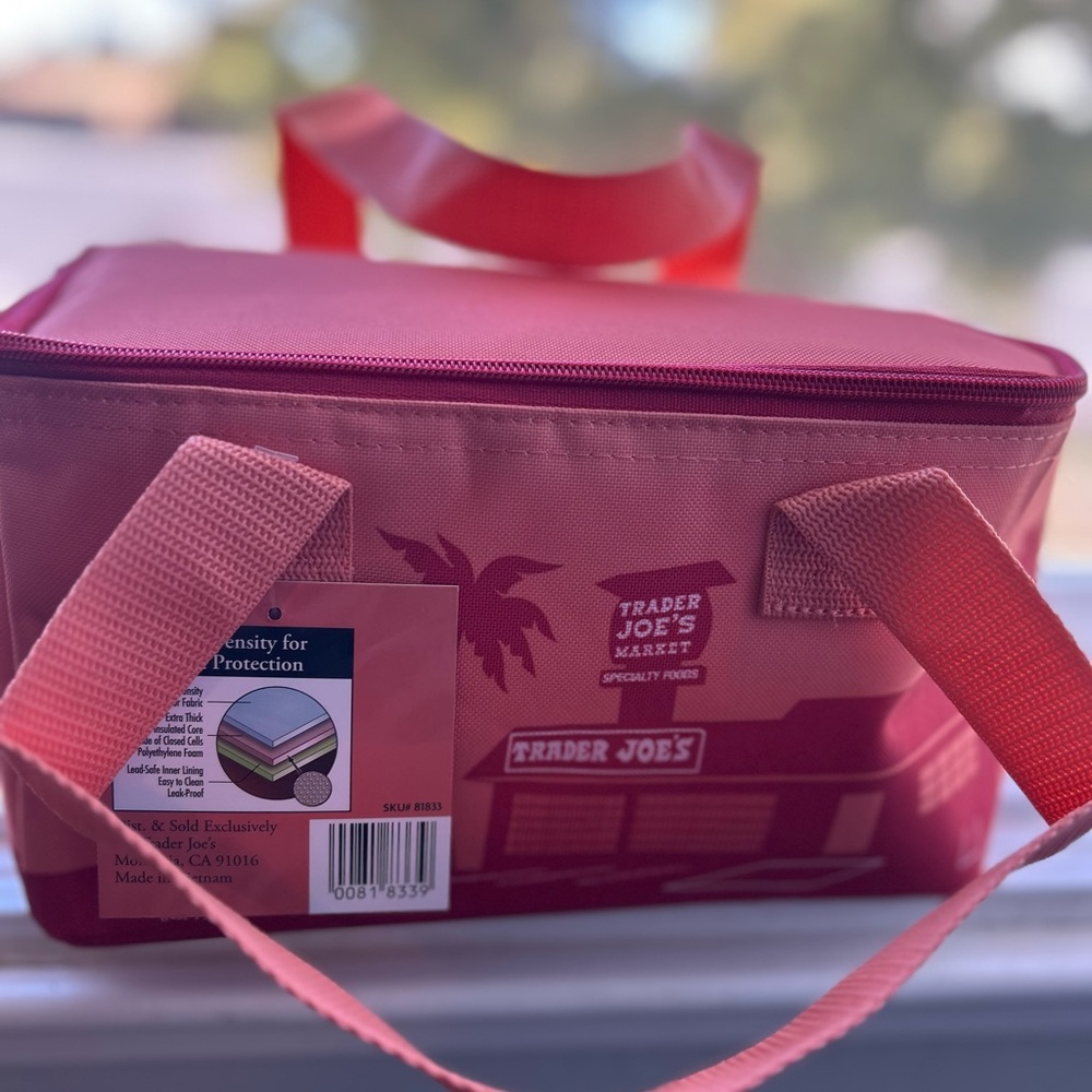 Trader Joe's mini Insulated Tote Bag-PEACH